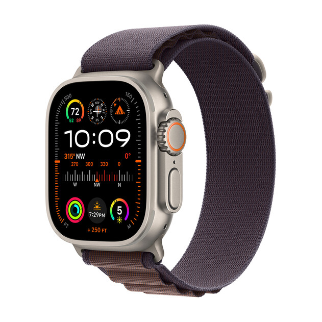 Apple Watch Ultra 2 GPS + Cellular, Titan, 49mm Alpinarmband, large, indigo