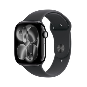 Apple Watch Series 11 GPS, 46 mm Aluminiumgehäuse Diamantschwarz, Sportarmband Schwarz - M/L