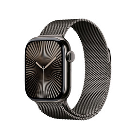 Apple Watch Series 10 GPS + Cellular, 42 mm Titangehäuse Schiefer, Milanaise Armband Schiefer