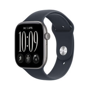 Apple Watch Series 12 GPS, 46 mm Aluminiumgehäuse Space Grau, Sportarmband Navyblau – M/L